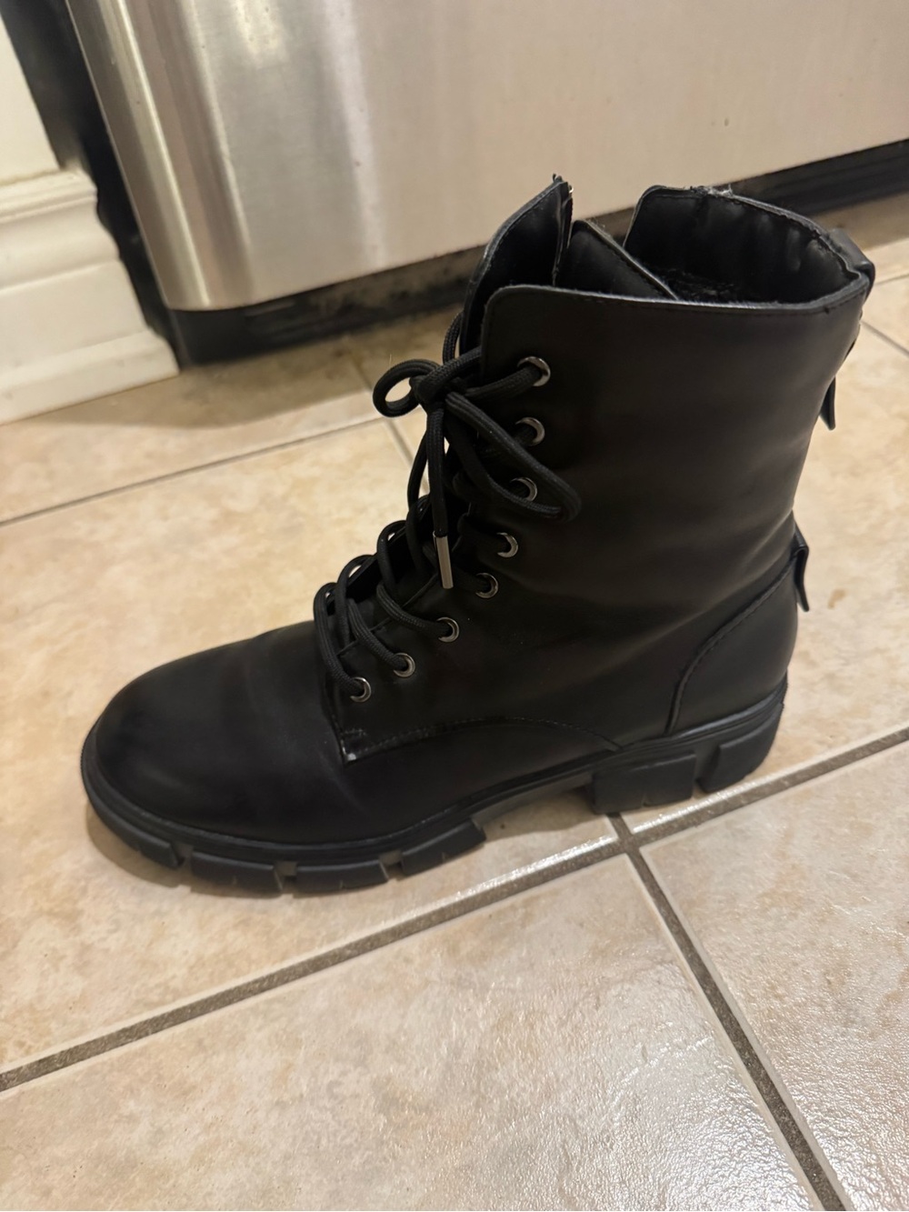 Blondo Waterproof Black Lace-Up Combat Boots